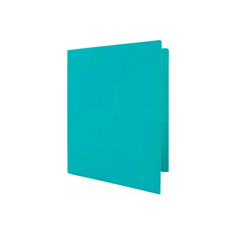 JAM Paper Heavy Duty Plastic Two-Pocket School Folders Teal Blue 108/Pack OX57401B, 4 of 6