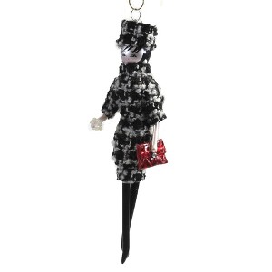 Italian Ornaments 7.0 Inch Madeleine In Black/White Tweed Ornament Italian Lady Diva Tree Ornaments - 1 of 4