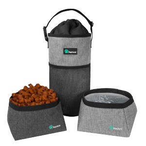 PetAmi Travel Dog Food Bag, Pet Cat Collapsible Bowls Set, Portable Foldable Waterproof Lining - 1 of 4