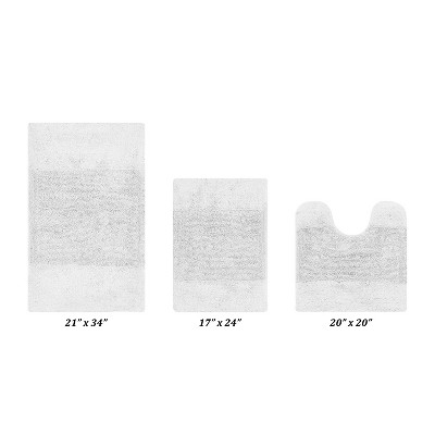 Granada 3 Piece Bath Rug Set 100% Premium Cotton Tufted Non-Slip Backing Bathmats for Bathroom, Super Soft Absorbent, Machine Washable