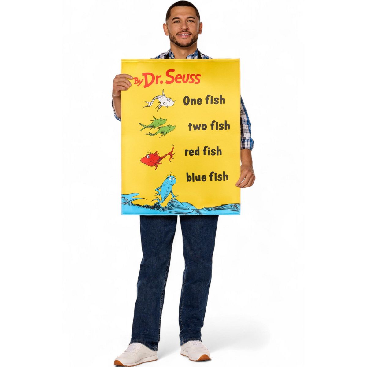 Dr. Seuss One Fish, Two Fish, Red Fish, Blue Fish Book Cover Adult Costume
