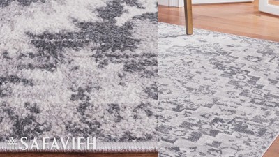 Gray and Ivory Hand-Knotted Abstract Runner Rug