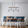 Dewdrop Farmhouse Rustic Kitchen Island Light 5 Light Linear Chandelier 39.17'' Adjustable Chain Faux Wood Beam Bar  Black and Wood for Dining Room - 3 of 4
