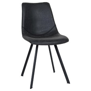 LeisureMod Markley Modern Leather Dining Chair With Metal Legs - 1 of 4