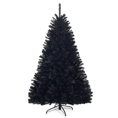 Costway 7.5Ft or 6Ft Hinged Artificial Halloween Christmas Tree Full Tree with Metal Stand Black