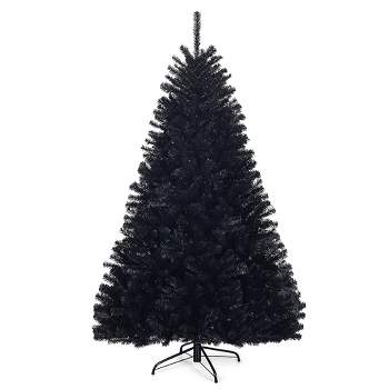 7FT Black or Red-White Christmas Tree, Prelit Halloween Christmas Tree