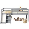 65.5"H Twin Size Loft Bed With Versatile Slide, Ladder, Pine Wood Frame, Safety Guardrail, Modern Toddler Loft Bed, No Box Spring Required - 2 of 4