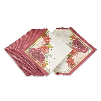 Kate Aspen Burgundy Blush Floral 2 Ply Paper Napkins (Set of 120) | 28517NA