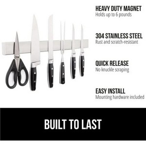 LunaLulinlk Magnetic Knife Holder, Stainless Steel Wall Mounted Magnet Strip for Knives, 12 Inch - 1 of 4