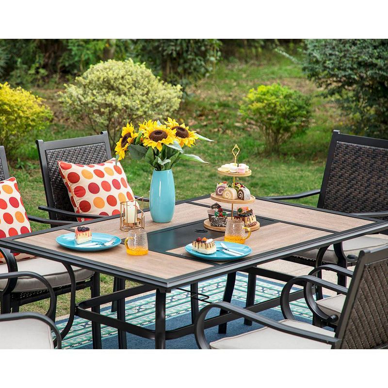 7pc Patio Set with Steel Table &#38; Wicker Rattan Dining Chairs - Captiva Designs, 3 of 12