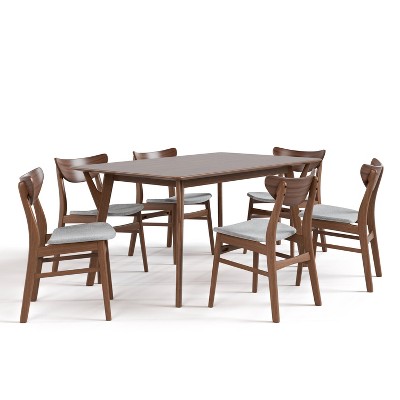 HOMES: Inside + Out 7pc Palm Shade Mid-Century Modern Dining Room Set Walnut