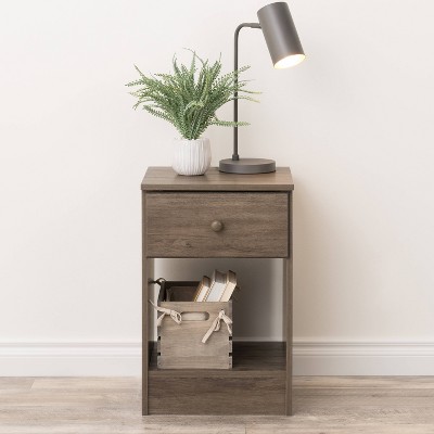 Astrid Tall 1-Drawer Nightstand in Drifted Gray with Solid Wood Knobs