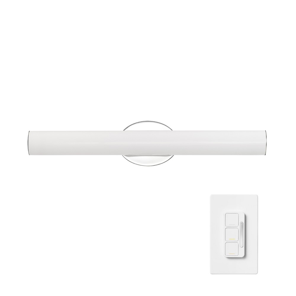 Globe Electric 24" LED Integrated Chrome Vanity Light with Frosted Acrylic Diffuser: Wall Dimmer Remote, ETL Listed