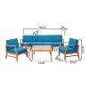 GDFStudio Abena Outdoor Acacia Wood 6 Seater Sofa and Club Chair Set with Cushions - 3 of 4