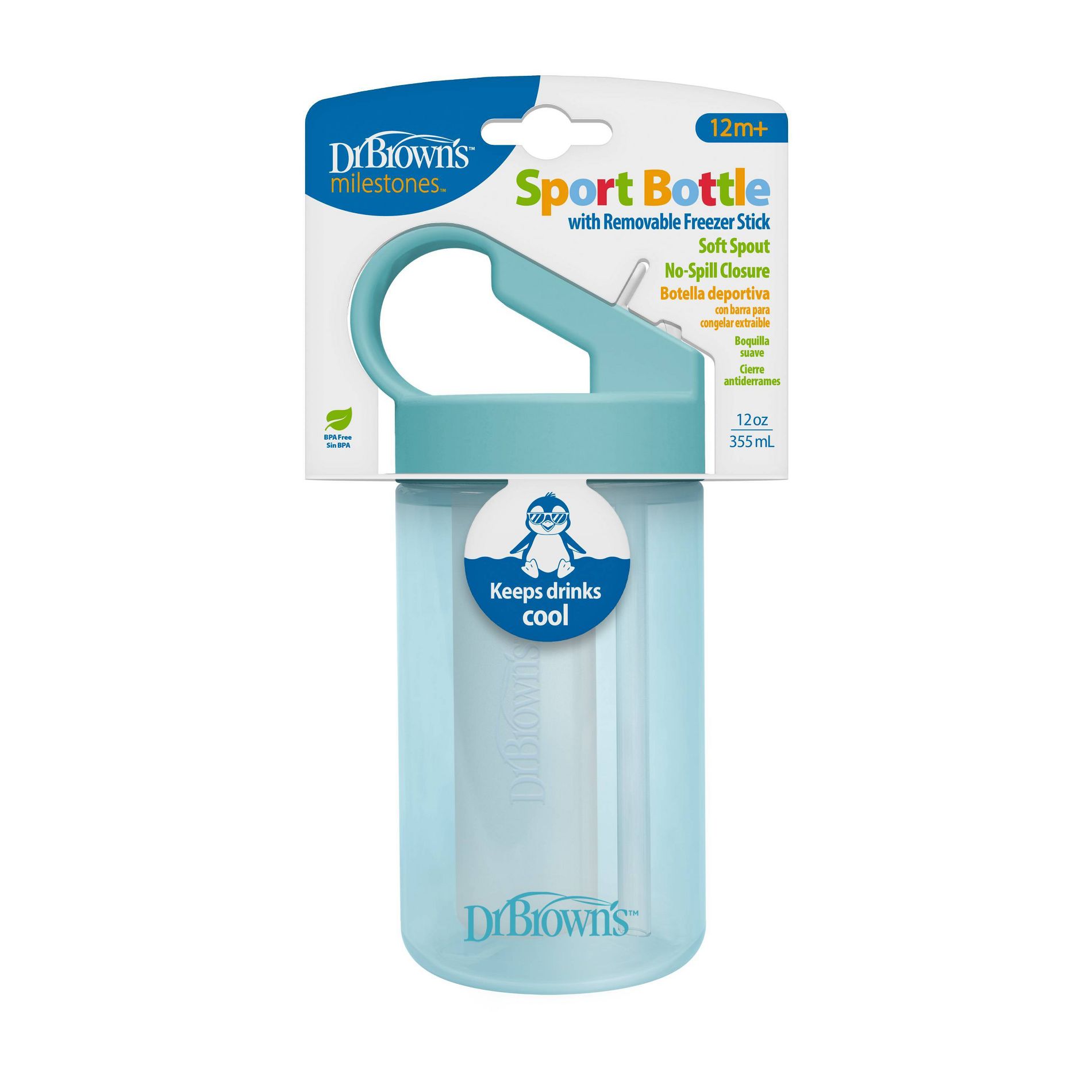 Dr. Brown's 12oz Plastic Sports Water Bottle with Freezer Stick