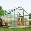 Aluminum Large Walk-in Greenhouse for Outdoors, Sliding Door & Ajustable Roof Vent, Polycarbonate Green Houses for Outside Garden,Backyard,Patio,Lawn - 3 of 4