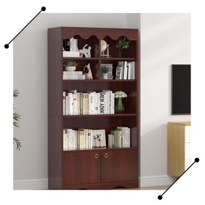 Jojoka 5-Tier Open Bookcase – 63" Tall Modern Wood Bookshelf with Doors, Storage Organizer for Bedroom, Living Room & Office - 1 of 4