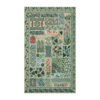 Lahome Fern Patchwork Short Pile Velvet Rectangular Indoor Area Rug