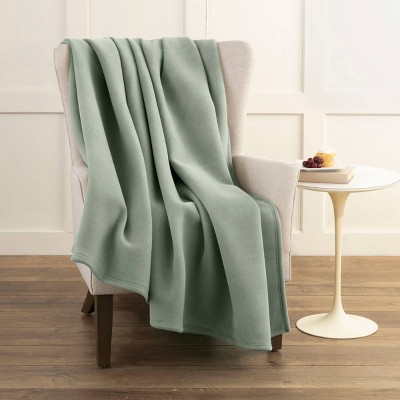 Luxurious Moss Green Fleece Full/Queen Blanket - Lightweight and Reversible