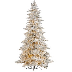 Nearly Natural 7.5-ft Flocked Grand Northern Rocky Fir Artificial Christmas Tree with 6672 Warm Cluster (Multifunction) - 1 of 4