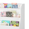 TopComfy Decorative Bookshelf Kids Bookshelf with 3 Fabric Storage Bins Front Facing Book Rack with Pine Legs for Playroom, White, 34.65"*14.17"*6.5" - 4 of 4