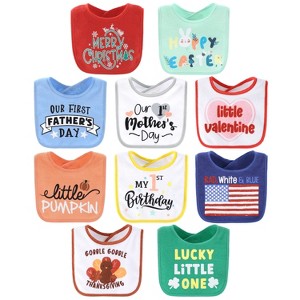 The Peanutshell New Holiday and Baby's First Terry Baby Bib Set for Boys and Girls, 10-Pack - 1 of 4