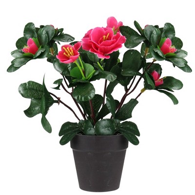 Northlight 7.5” Pink Potted Artificial Spring Rose Plant