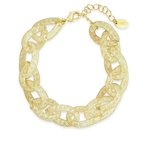 Stone and Strand Bold Gold Plated Chain Bracelet