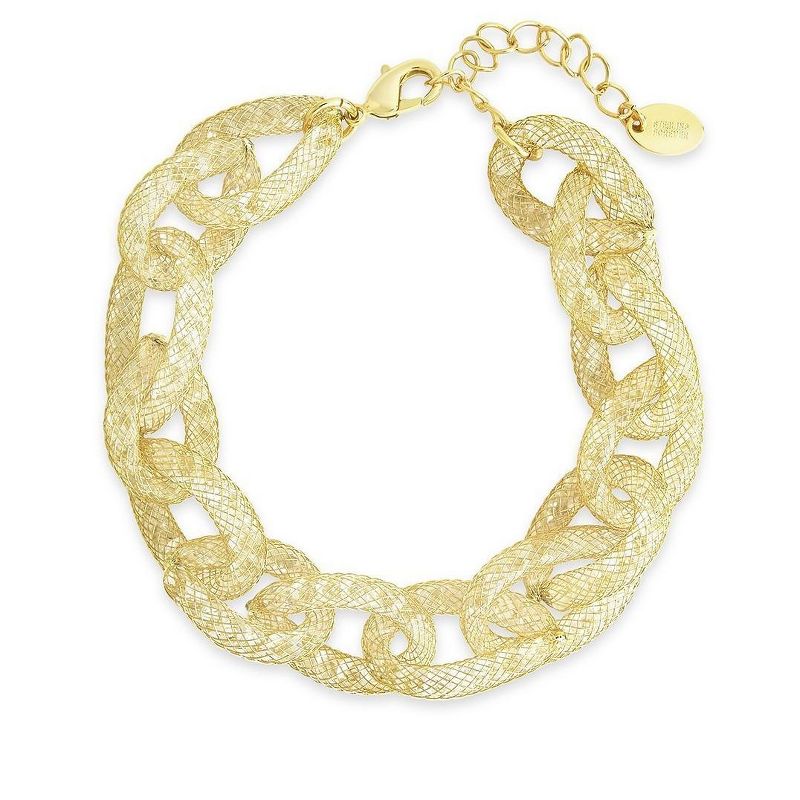 SHINE by Sterling Forever Chunky Mesh Chain Bracelet, 1 of 6