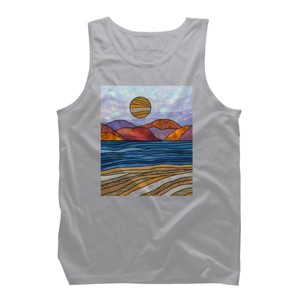 Men's Design By Humans Beach Landscape Stain Glass By Maryedenoa Tank Top - 1 of 4