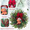 24 Inch Lighted Wreath Dog Sign with Timer Cedar Branches Pine Needles Holly Leaves Red Berries Bow Holiday Decor Door - 3 of 4