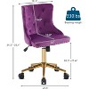 VINGLI Dark Purple Armless Home Office Desk Chair with Gold Base/Wheels, Small Cute Vanity/Makeup Chair, AdjustableSwivel Nail Chair - 2 of 4