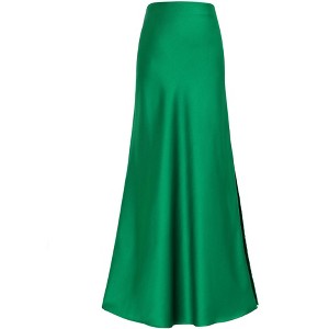 INSPIRE CHIC Women Satin Maxi Elastic High Waist Side Slit Flowy Long for Party Wedding Skirt - 1 of 4