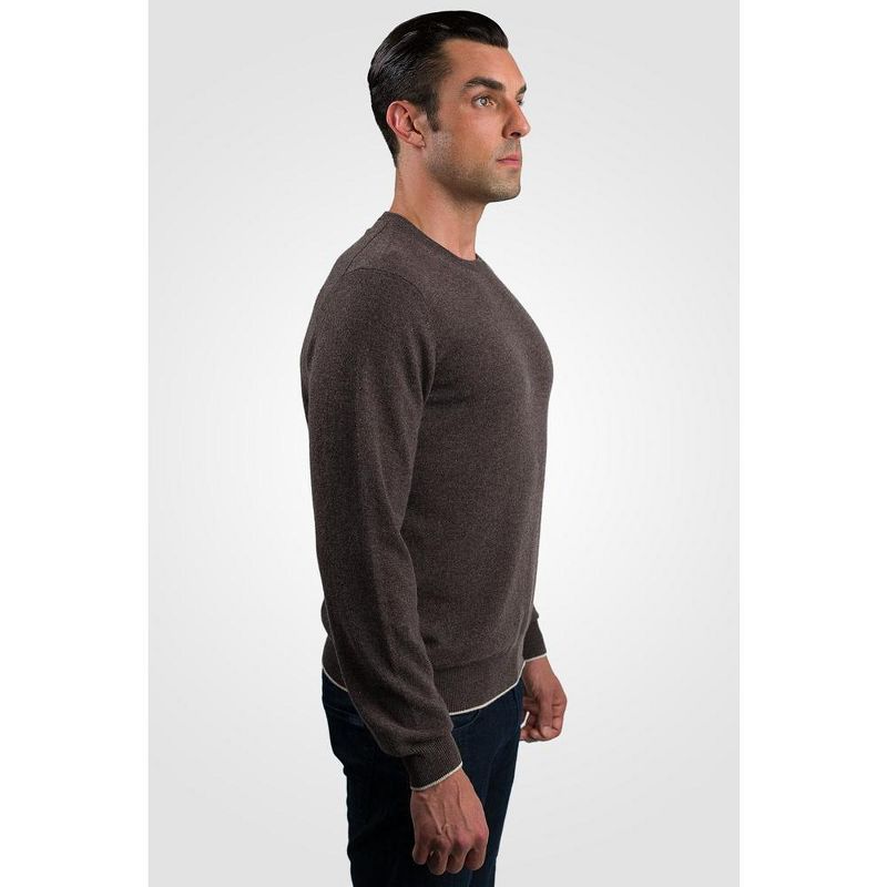 JENNIE LIU Men's 100% Pure Cashmere Long Sleeve Pullover Crewneck Sweater, 4 of 5