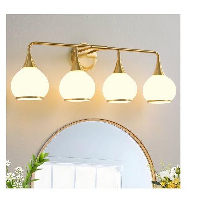 KAISITE 2 - Light Black and Gold Dimmable Bathroom Vanity Light with Globe Glass Shade