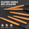 Itopfox Silicone Cooking Utensils Set with Wooden Handles, Heat Resistant Kitchen Tools for Non-Stick Cookware Includes Spatulas, Ladle, Whisk, Tongs - 3 of 4