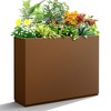 TOAOTBNBO Metal Planters with Drainage Holes, Tall Planter with Removable Shelf, Outdoor Planter Pots for Garden and Porch, Brown - 2 of 4