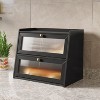 Double Bread Box, Bamboo Kitchen Countertop Organizer, Large Capacity Bread Rack With Window - 2 of 4