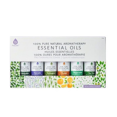 Pursonic 6 Pack of 100% Pure Essential Aromatherapy Oils