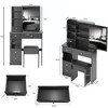 Gulches Compact Black Vanity Tables Set with Sliding Mirror & Cushioned Stool simplified version - 4 of 4