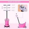 Whisen Kids’ 3-in-1 Adjustable Handlebar Scooter & Push Sliding Walker with Removable Storage Seat, Riding Toy Gift - Pink - 4 of 4