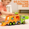 Joyfy Dinosaur Truck Toy with 6 Rubber Car, Music & Lights, Dinosaur Car Carrier Truck Toy, Toddler Halloween Birthday Gift for 2 3 4 5 Year Old Boys - 4 of 4