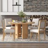 Whisen 5-Piece Farmhouse Round Dining Table with 4 Solid Wood Upholstered Chairs, Set for 4 - 2 of 4