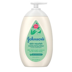 Johnson's Skin Nourish Moisturizing Baby Body Lotion, Aloe Scent & Vitamin E, Gentle & Lightweight -16.9 fl oz - 1 of 4
