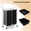 Costway 15-Drawer Trolley with Chrome Plated Metal Frame & Lockable Universal Wheels White/Black/Clear/Multicolor - 3 of 4