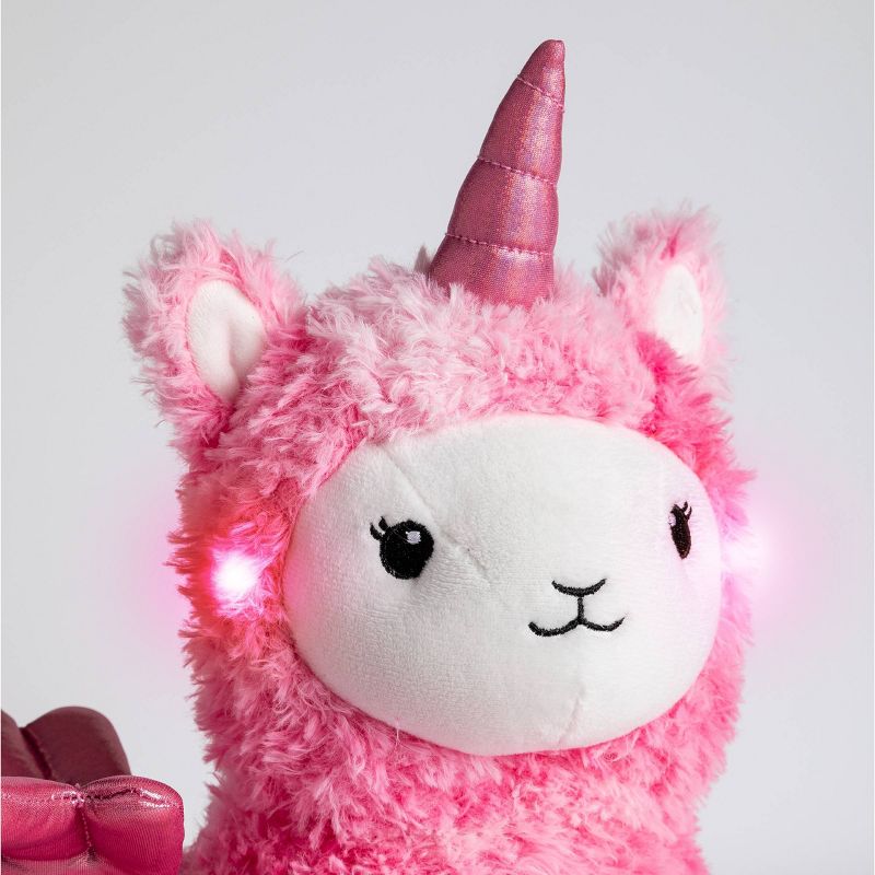 FAO Schwarz Glow Brights Toy Plush LED with Sound Pink Llamacorn 15&#34; Stuffed Animal, 5 of 8