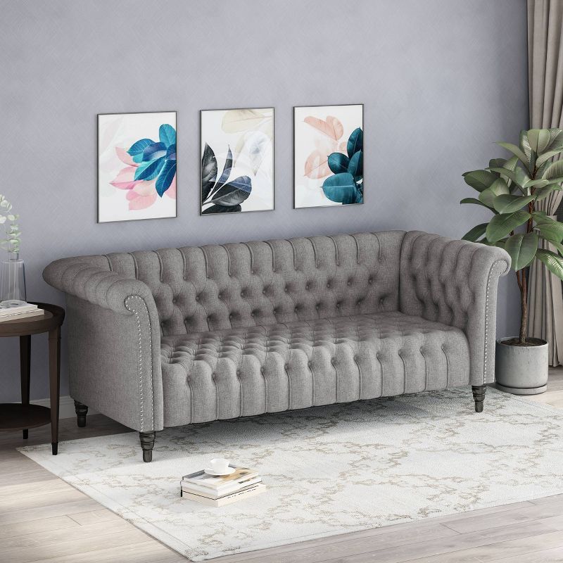 Barneyville Traditional Chesterfield Sofa Gray - Christopher Knight Home, 3 of 9