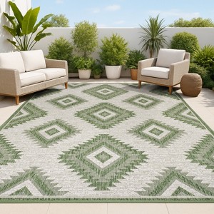 Lior Geometric Moroccan Diamond Indoor/Outdoor Area Rug - JONATHAN Y - 1 of 4