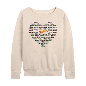 Women's - Hot Wheels - Valentine's Hot Wheels Heart Lightweight French Terry Slouchy - 1 of 4