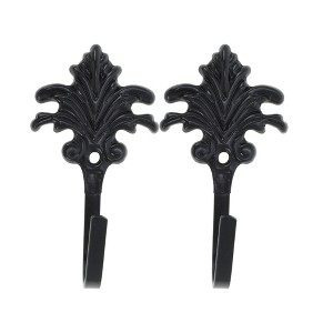 Unique Bargains Curtain Holdbacks Five-Leaf Design Hooks Iron 3.94"x1.97" 1 Pair - 1 of 4